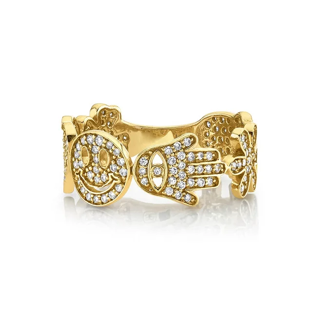 Hamsa smiley ring