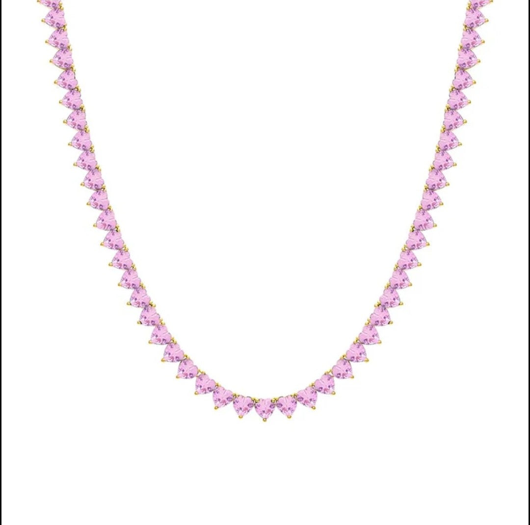 Mena Heart Tennis Necklace