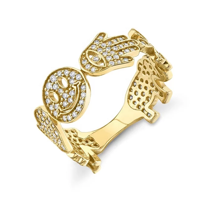 Hamsa smiley ring